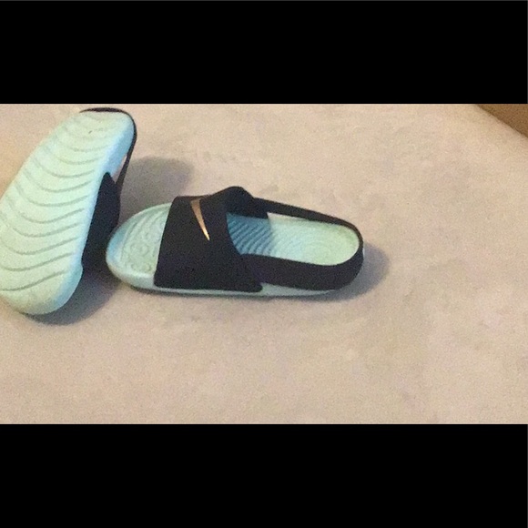 NIKE KAWA SLIDES TODDLER SHOES 
BLACK MINT 9C - Picture 5 of 5